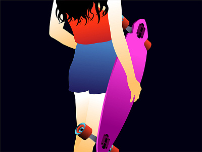 Skateboard With Girl girl gradient skateboard