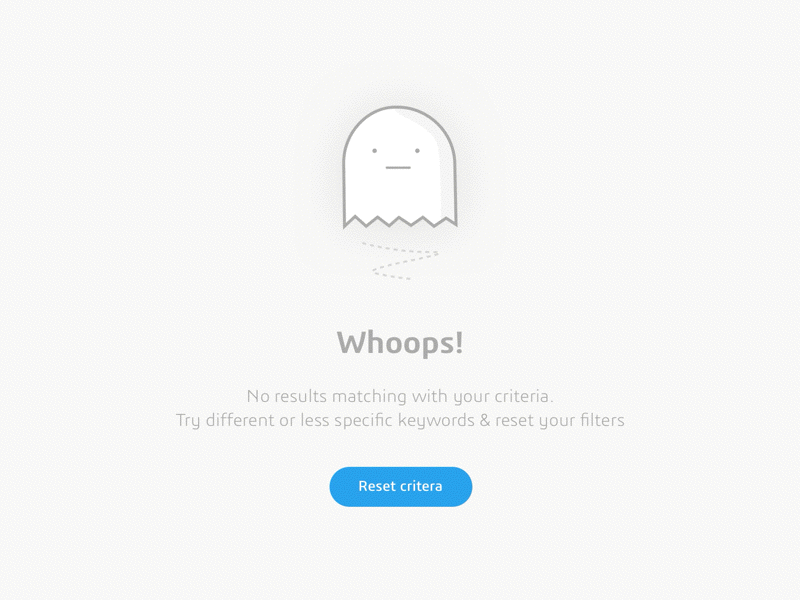 Ghost Result 404 animation empty error filters ghost interaction results search ui ux
