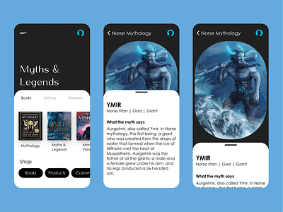 Myths and Legends information app design