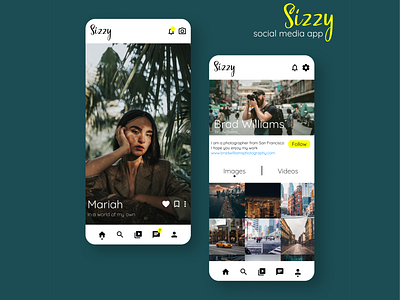 Sizzy, a social media app design