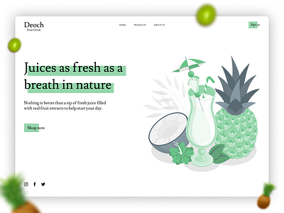 Deoch, fruit juice website design adobe aesthetic design figma fruit health illustrator interaction interface juice minimal photoshop soft ui ux webdesign website