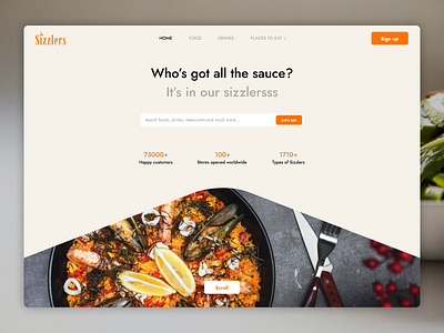Sizzlers food website design branding design food interaction interface landingpage ui userexperience ux visualdesign webdesign website