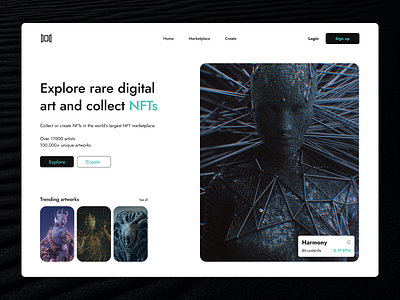 NFT marketplace website design aesthetic colors design figma illustration interaction interface minimal nft ui ux webdesign website