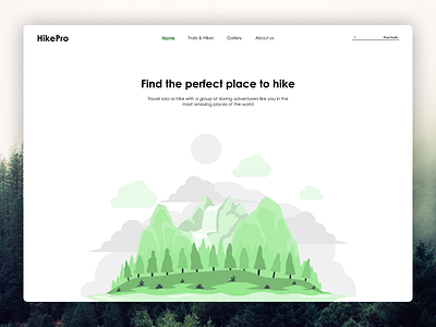HikePro website to find trails for hiking aesthetic design figma illustration interaction interface logo minimal ui userexperience ux vector webdesign website