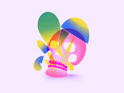 Skull Mushrooms colourful illustration procreate riso art risography style