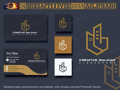Building logo and business card design with Premium Vector