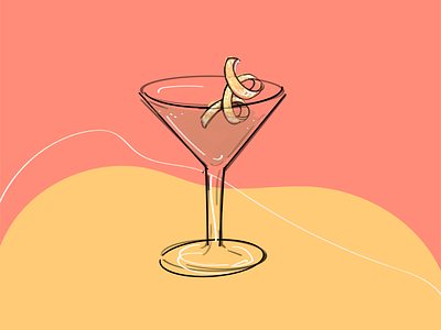 Martini Cocktail Illustration cocktail colorful hand drawn illustration lemon line art line drawing martini procreate