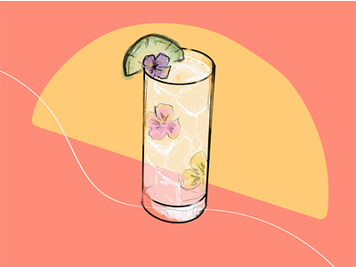 Floral Gin Cocktail Illustration