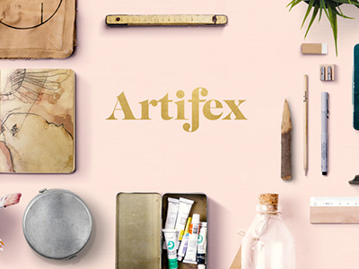 Artifex craft ecommerce gold logo logo mark pale pink retail