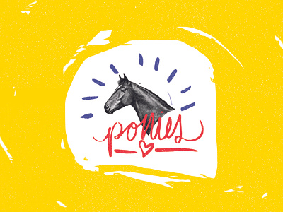 Ponies bright colors collage grunge hand lettering horse pony texture