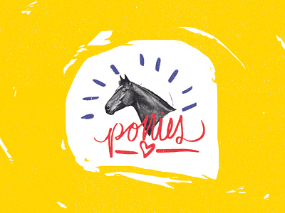 Ponies bright colors collage grunge hand lettering horse pony texture