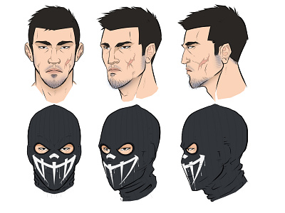 Omorsho Head Turnaround 2d character antihero character character design comicbook comics design graphic design illustration