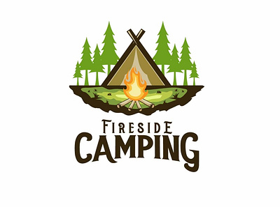 Camping camping design fireside forest illustration logo logodesign mountain pine tree vintage