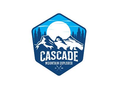 Cascade Mountain design illustration logo vintage
