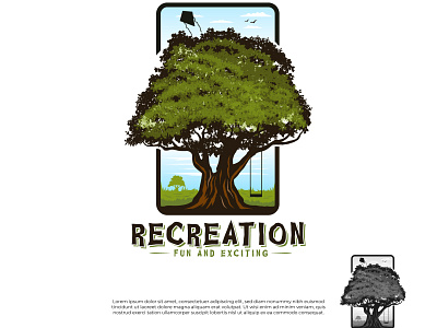 Recreation children fun games illustration kids kite logo logodesign oaktree vector