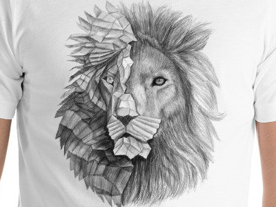 Polygonal pencil drawing - Lion T-shirt drawing lion t shirt pencil drawing polygonal t shirt