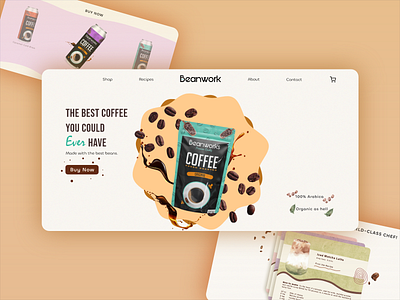 Coffee Web Landing Page Concept adobe xd animated animation cafe caffine coffee colorful design creative creative design landing page mock mockups ui ui ux ux web design xd
