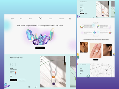 Landing Page Concept adobe xd colorful design creative design crystals designers illustration jewlery jewlery landing page landing page landing page design minimal modern ui ui ux ux web design