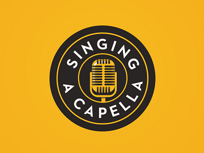 Singing A Capella badge illustration microphone music patch