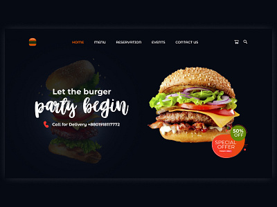 Burger Web UI Design. animation app branding design graphic design illustration logo ui ux vector