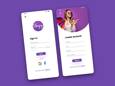 Shopping App sign in and sign up page app branding log in login sign in signin signup ui uiux ux uxui web ui