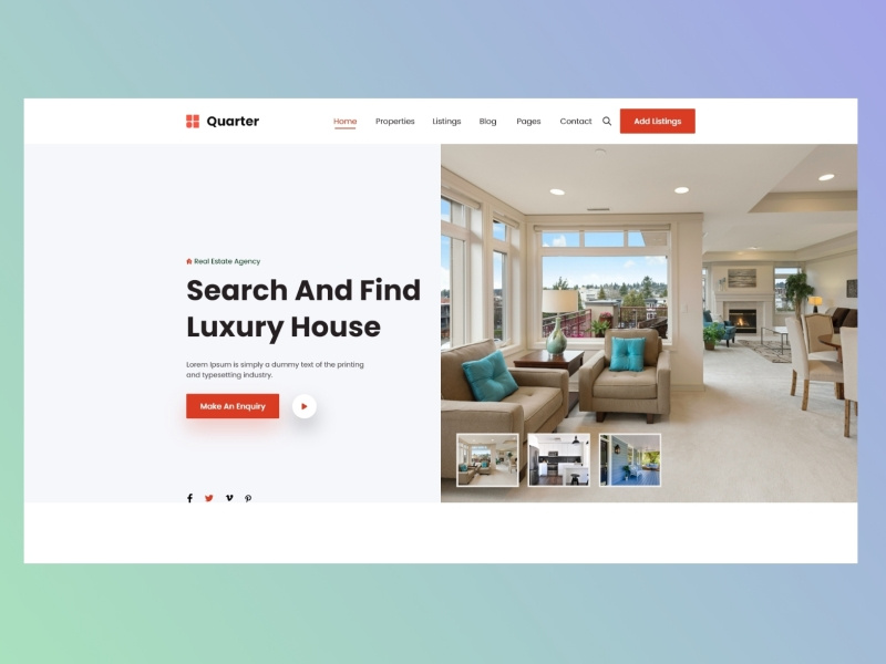 Quarter real estate hero page design by Nasrin Akter on Dribbble