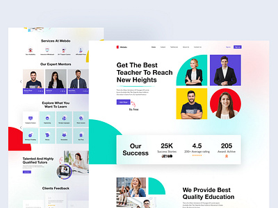 Online Teacher Landing Page design app branding design graphic design illustration logo typography ui ux vector