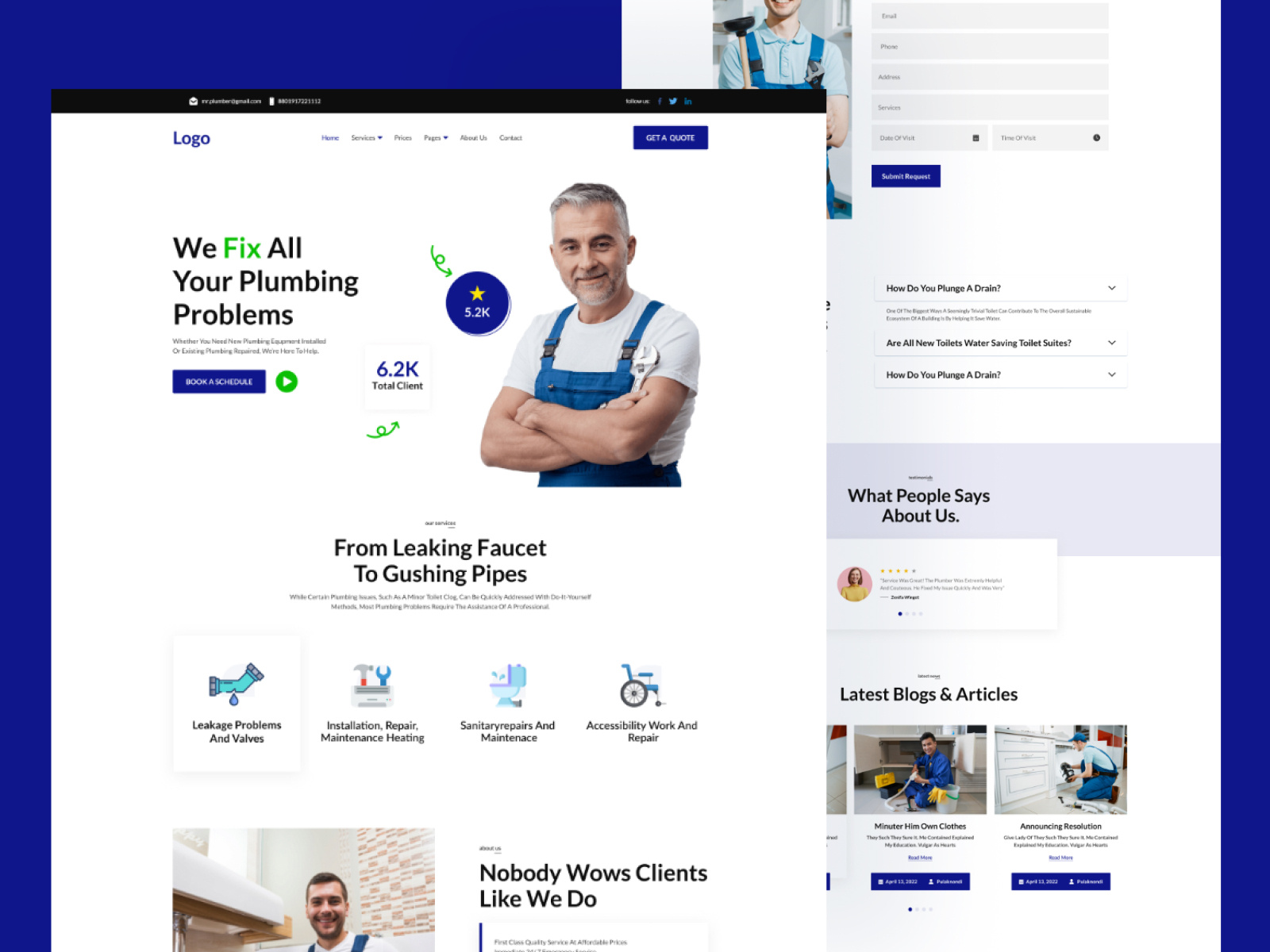 Plumber Landing Page design by Nasrin Akter on Dribbble