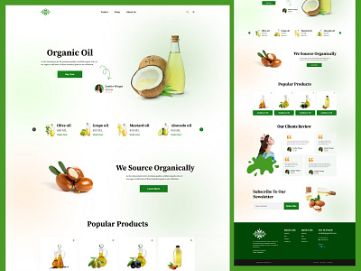 Landing page for Organico Oil