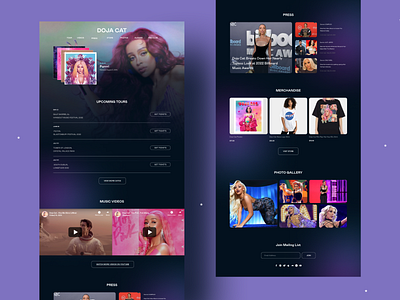 Musical Artist Landing Page branding design ui website