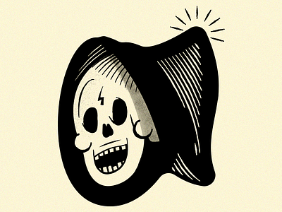 Halloween badge blackandwhite branding design ghost halloween illustration logo reaper scare skull texture vintage wooooooo