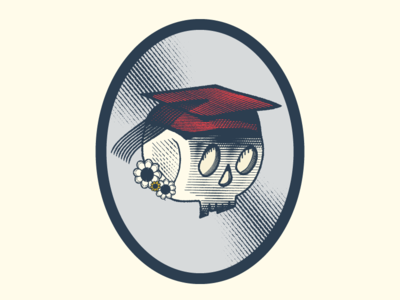 Graduation adobe art badge blackandwhite branding color design ghost graduation icon illustration logo skull texture vector vintage