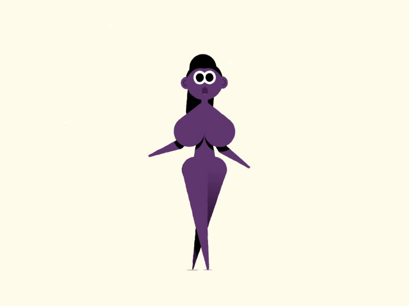 Purple Lady 2d after effects animation character cycle front simplelimb walk