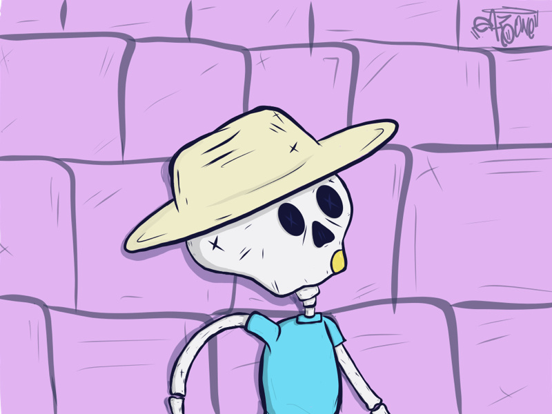 Gold Front cartoon colorful color skull skeleton ipad pro character illustration