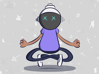 Astroboy astronaut cartoon character draw illustration meditation tech yoga