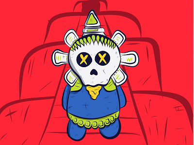 Monito Azteca aztec character colors doodle draw illustration ipad mexico skull