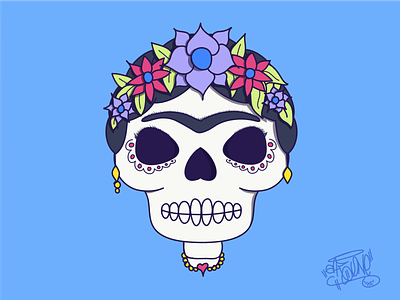 La Frida adobe draw art blue character color frida halloween ilustration ipad pro mexican skull sugar skull
