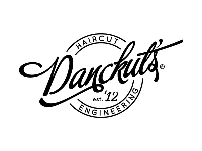 Danckut's Haircut Engineering Logo americana branding identity logo script vintage