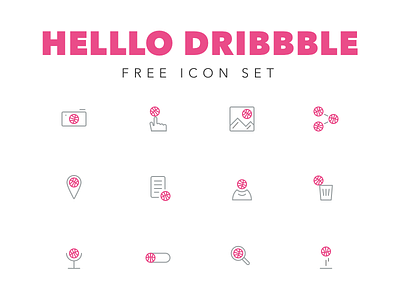 Helllo Dribbble - Icon Set apps camera collaborate delete feedback first shot free download icons mic profile search share