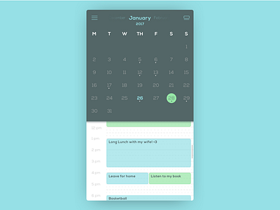 Daily UI 38 Calendar 2017 app blue comments dates feedback green january suggestions