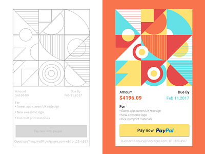 Daily UI 46 Invoice app color daily ui pattern paypal