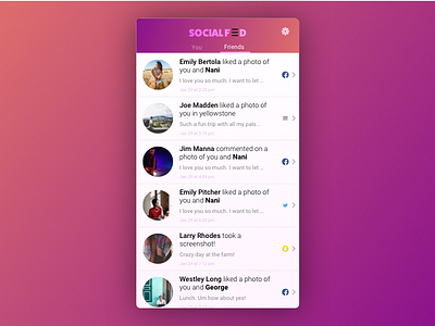 Daily UI 047 Activity Feed android apps gradient sketch social