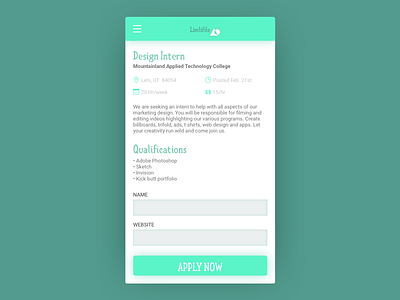 Daily UI 50 Job Listing apply now apps daily ui green halfway