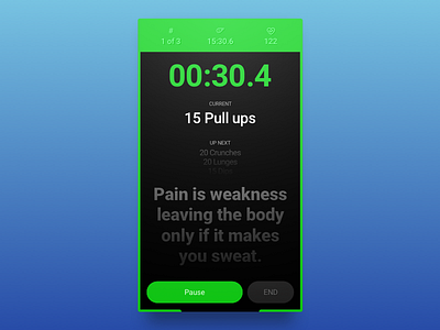 Daily UI 62 Workout of the day app green pull up time workout