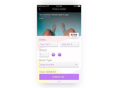 Daily UI 67 Hotel Reservation app check in hotel ios pool sketch