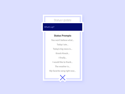 Daily UI 81 Status Update 12:30am close modal prompts purple status