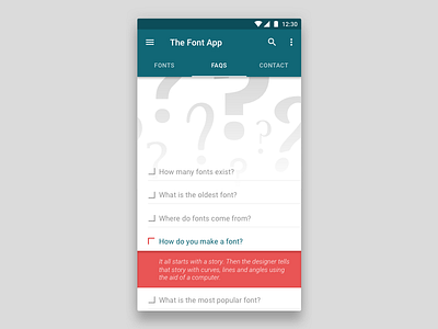 Daily UI 92 FAQs 11:13 android blue faqs fonts questions red