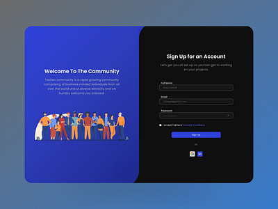 TakDev's Sign Up Page content writing create create account design figma product design product management software sign in sign up sign up ui uidesign