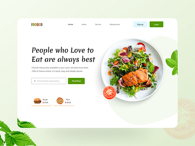 Food Website Landing Page header