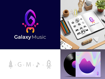 Galaxy Music Logo Design 3d logo abstract logo brand branding gradient logo icon logo logo design logobranding logoinspiration logomaker logoprocess logotype musiclogo rocketlogo